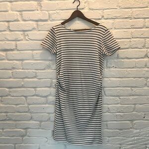 PinkBlush Ivory Grey Stripes Maternity Dress - Medium